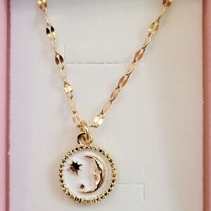 NIB Moon+Star Charm Gold necklace